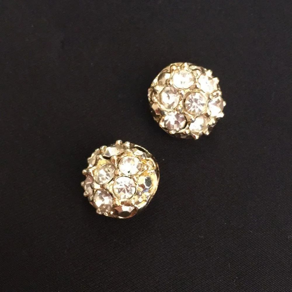 Goldtone Rhinestone Buttons Set of Two - Picture 8 of 8